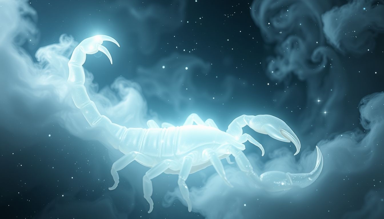 Le scorpion blanc symbolise pureté et avertissement subtil en rêve.