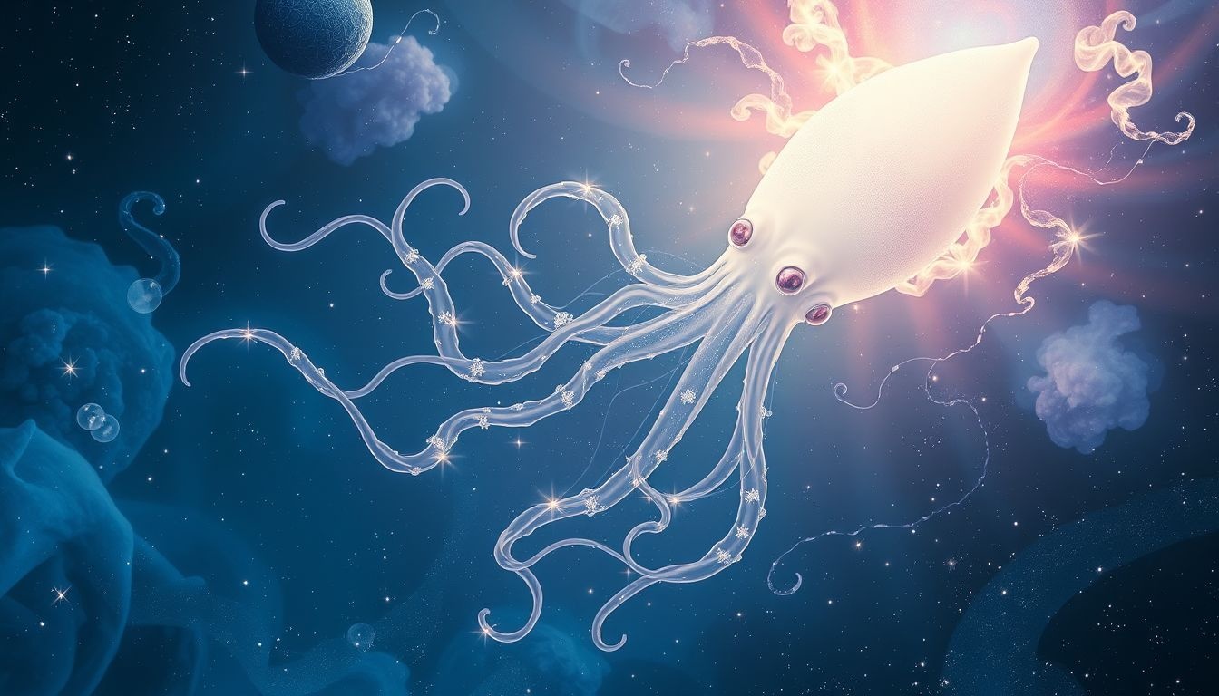 Nager avec un calmar symbolise l’acceptation profonde de soi-même.