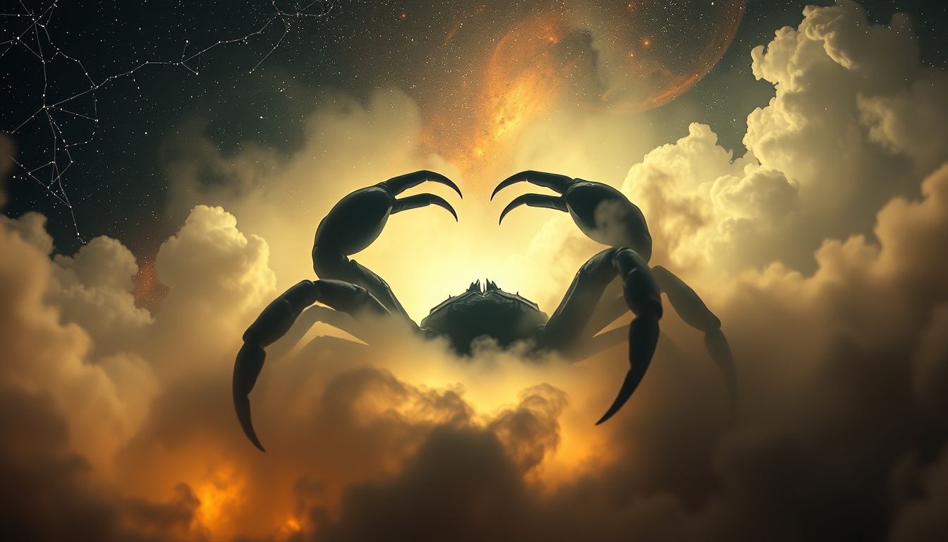 Un grand scorpion symbolise dangers majeurs et anxiété profonde.