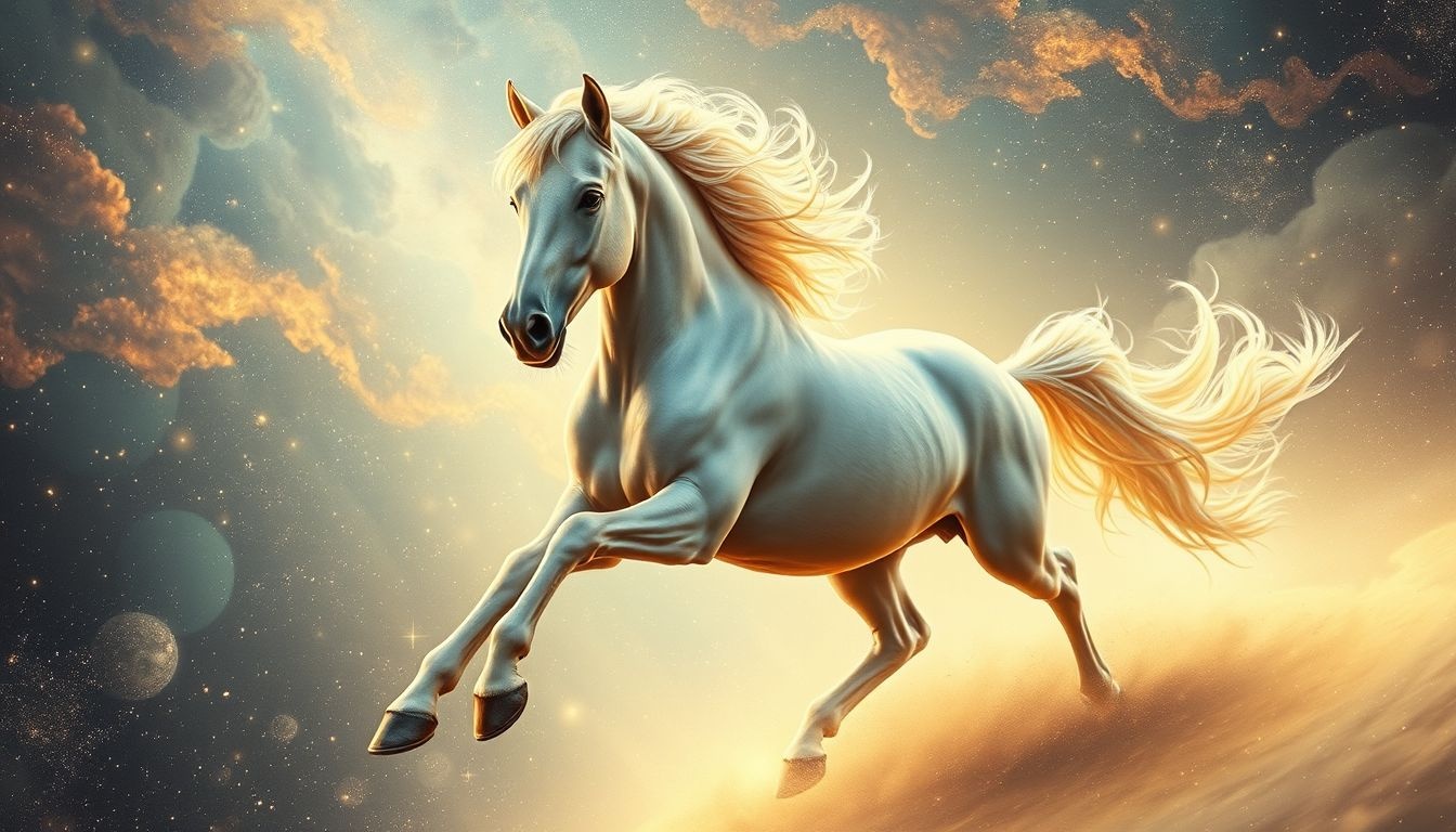 Un vieux cheval libre symbolise une sagesse avide d'indépendance.