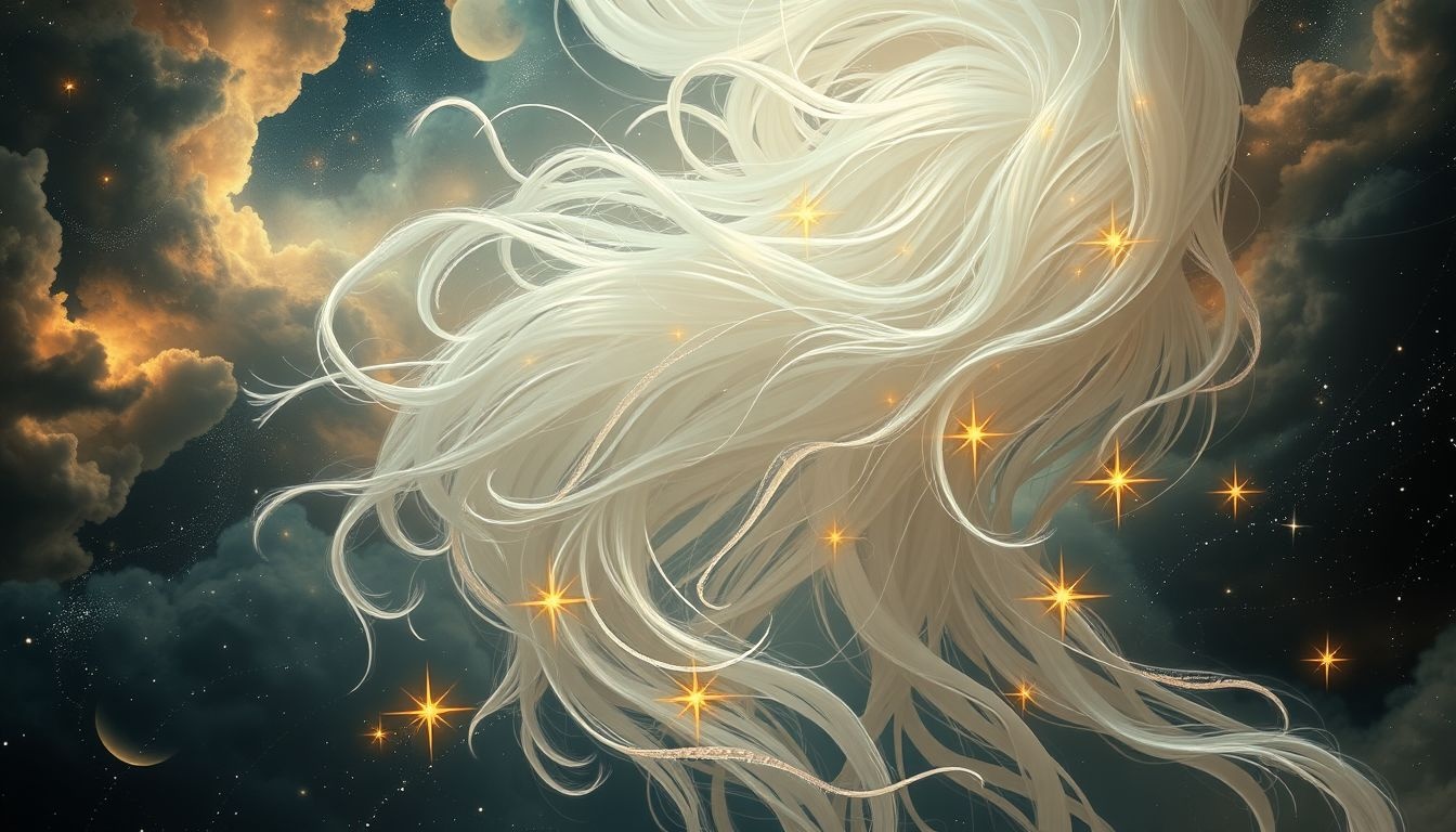 Les cheveux blancs symbolisent souvent un lien fort avec ses ancêtres.