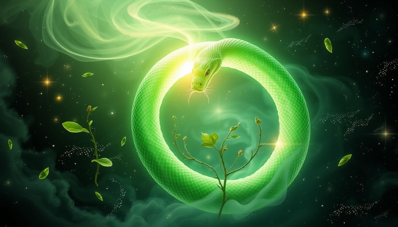 Rêver d'un serpent vert mordant symbolise la guérison intérieure.