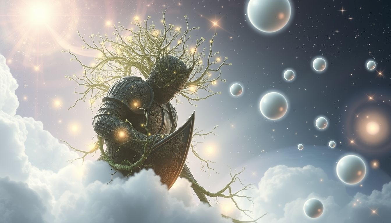 Le chevalier arbuste symbolise la protection naturelle et la résilience familiale.