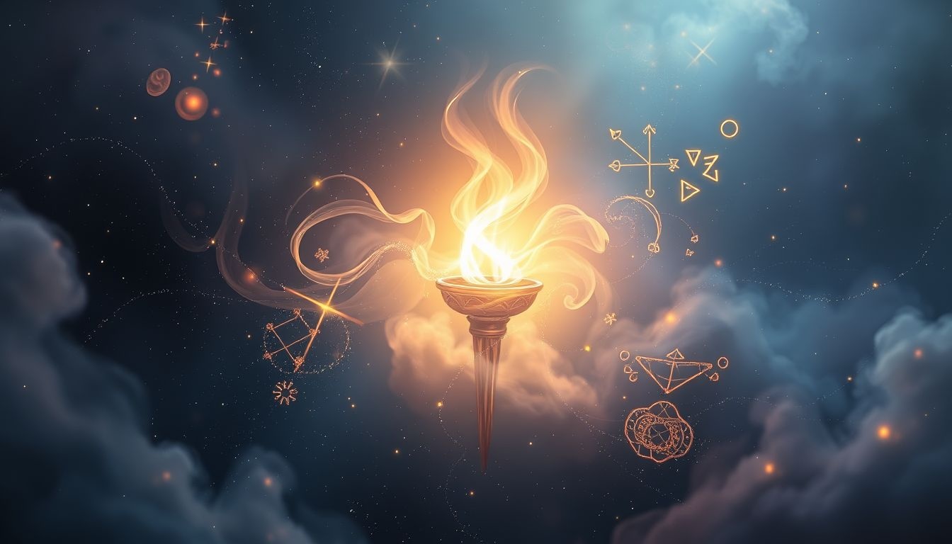 Le flambeau symbolise souvent la lumière intérieure et la guidance.