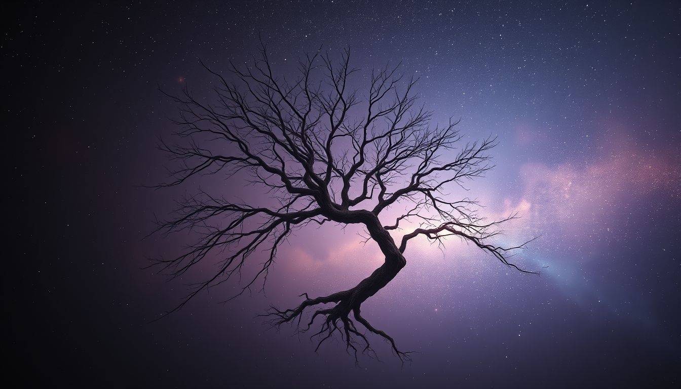 Un conifère sec symbolise souvent pertes et regrets profonds.