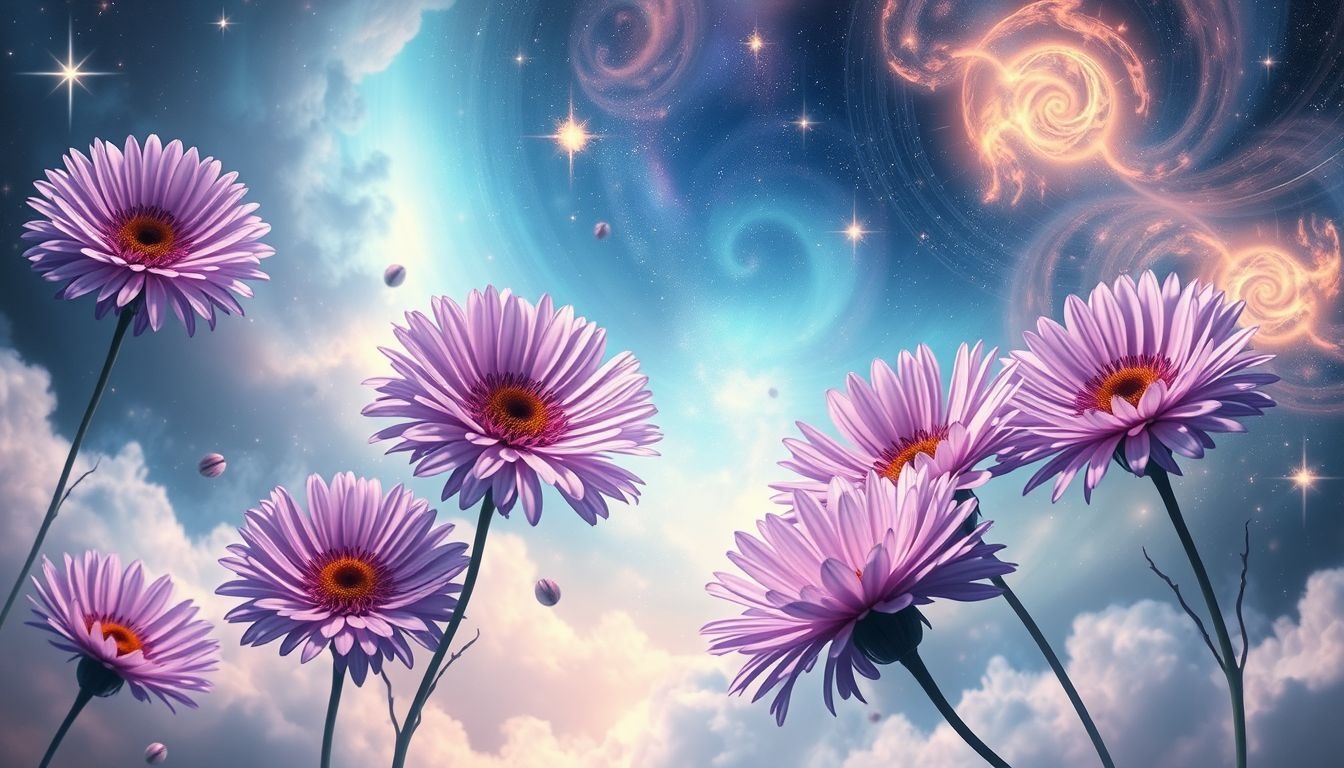 Les asters violets symbolisent la nostalgie et la sagesse nocturne.