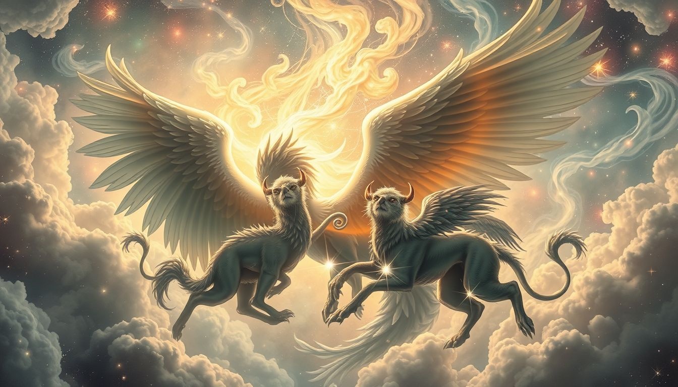 Le griffon symbolise souvent l’union entre force et sagesse animale.