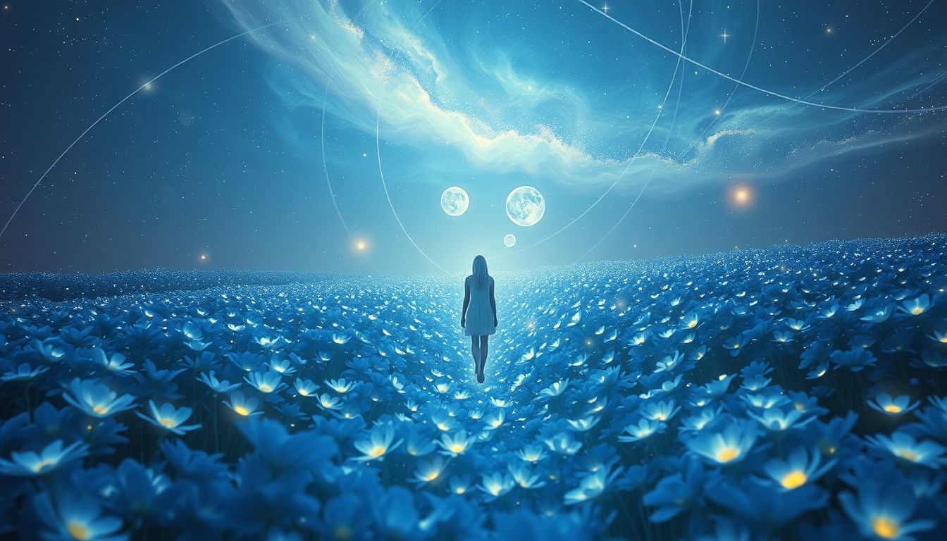 Marcher dans un champ de camassias bleus annonce paix intérieure.