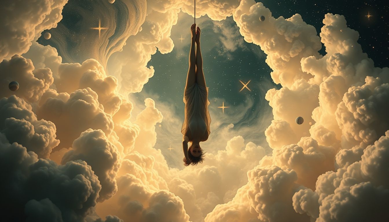L'arcane du Pendu symbolise souvent un changement de perspective onirique.