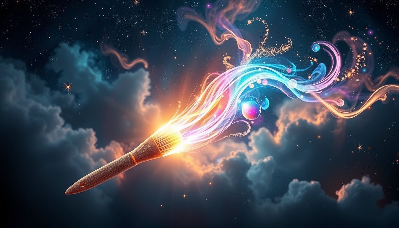 Un pinceau neuf symbolise créativité fraîche et opportunités inédites.