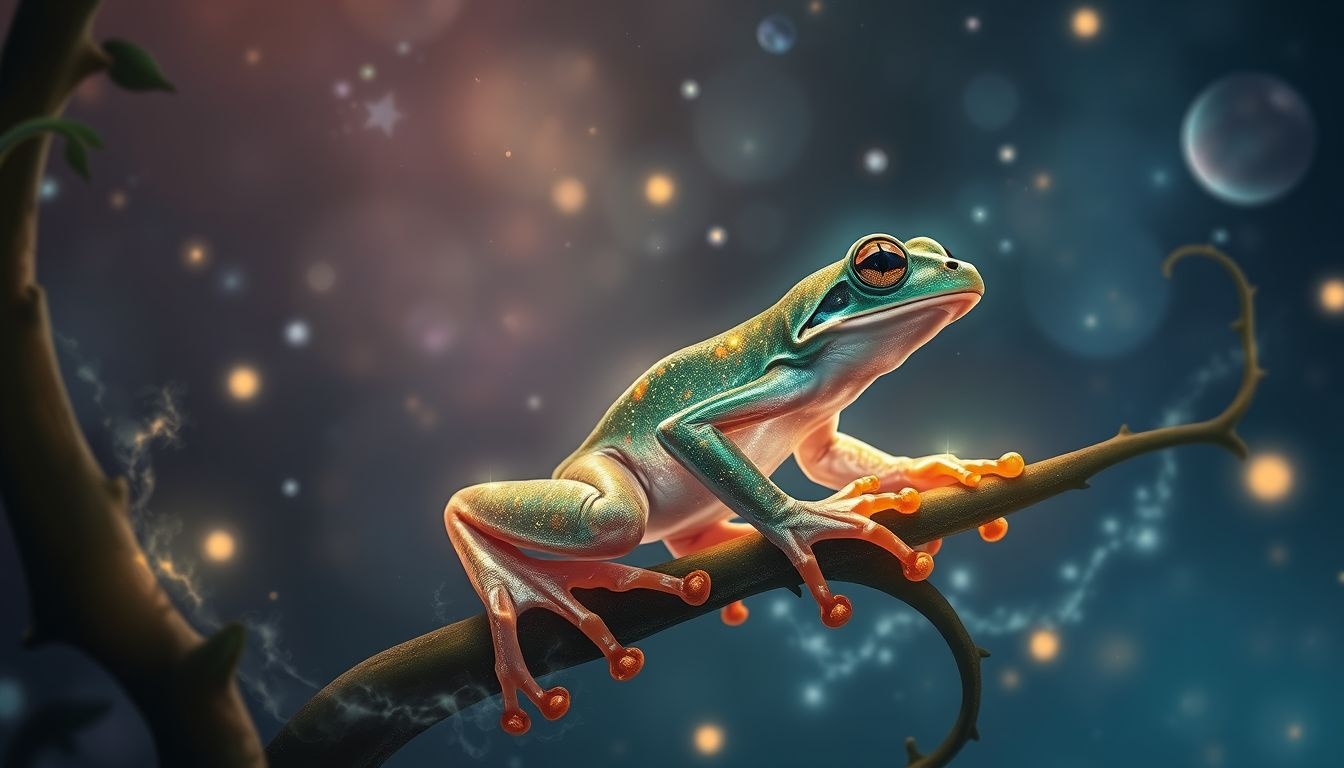 La grenouille arboricole incarne la transformation agile dans les rêves.