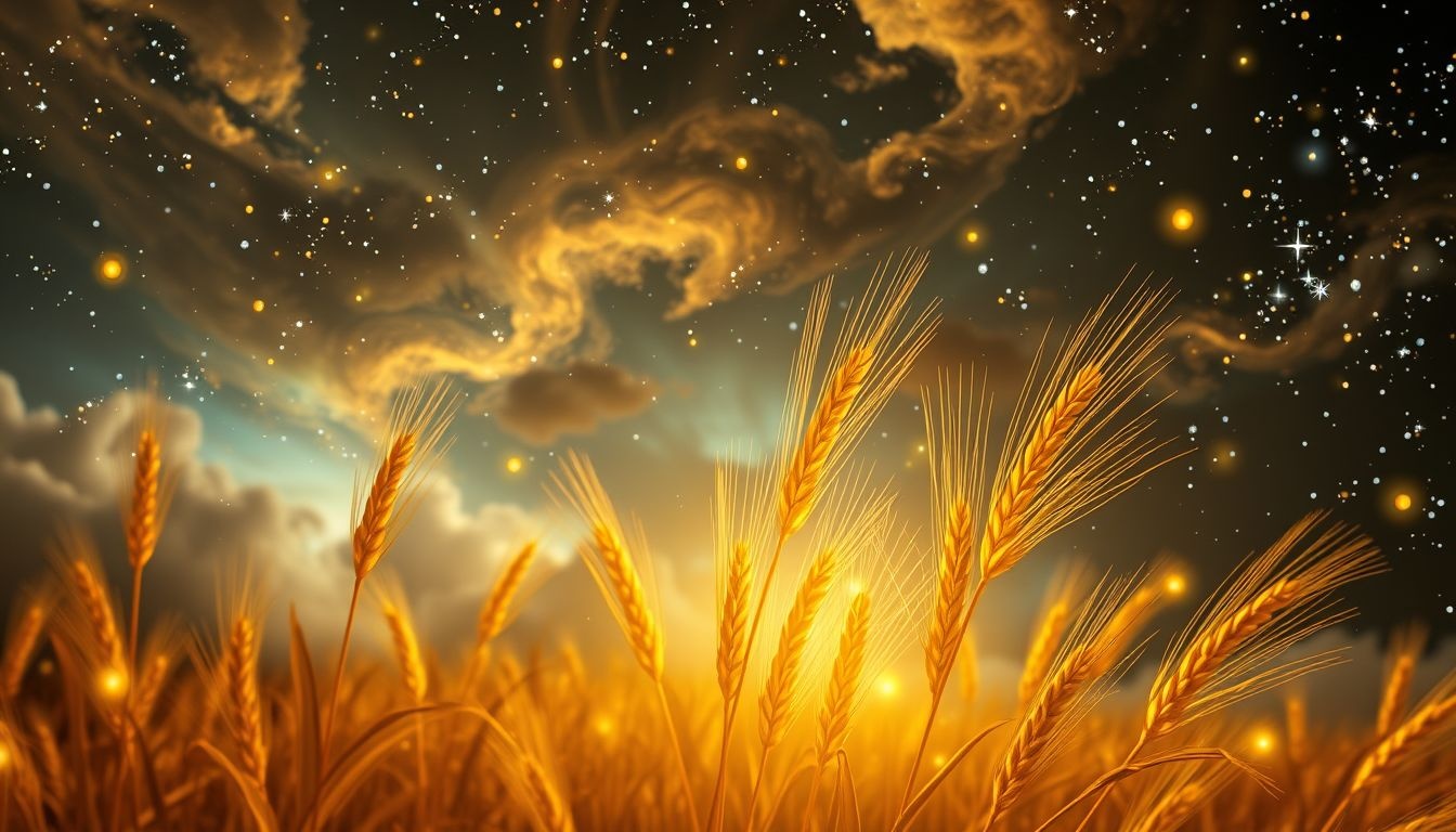 Rêver d’épis dorés annonce richesse et récompense méritée imminente.