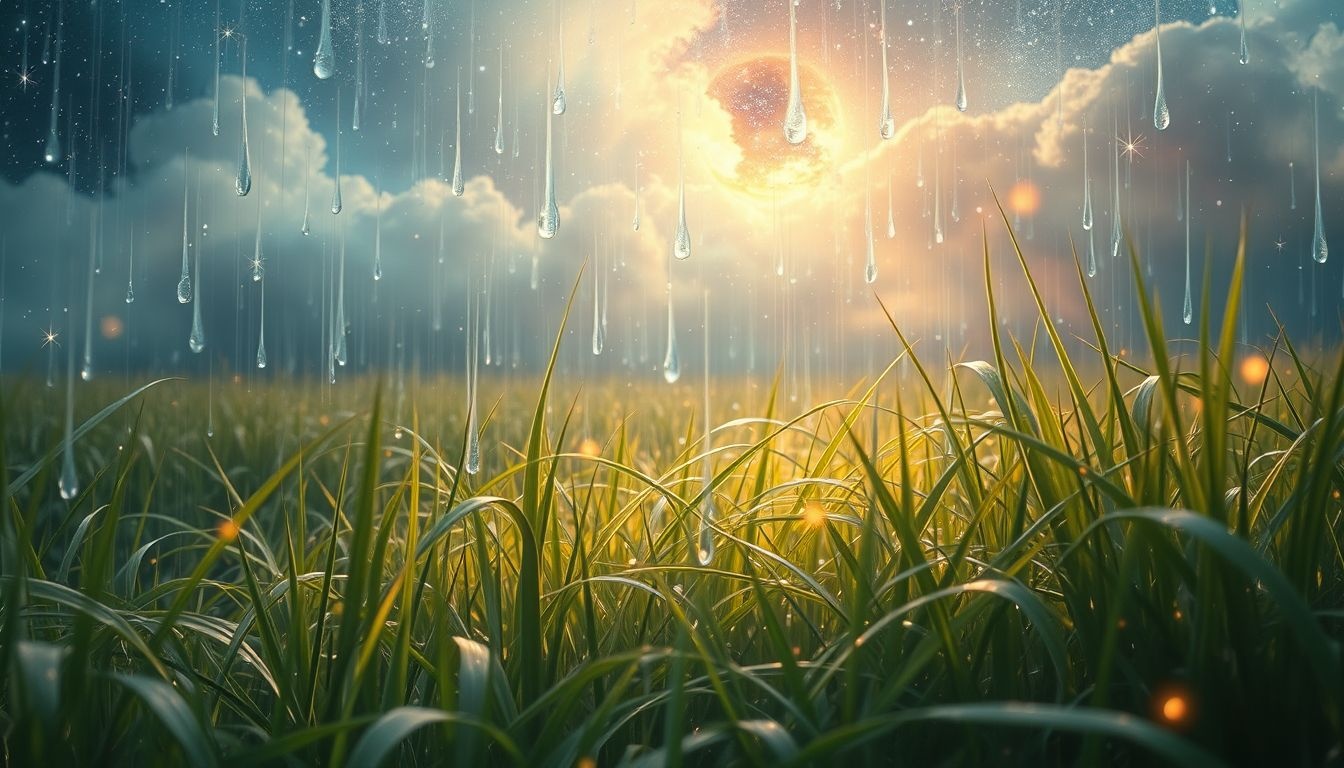 Rêver d’herbe sous la pluie symbolise purification et nouveau départ.