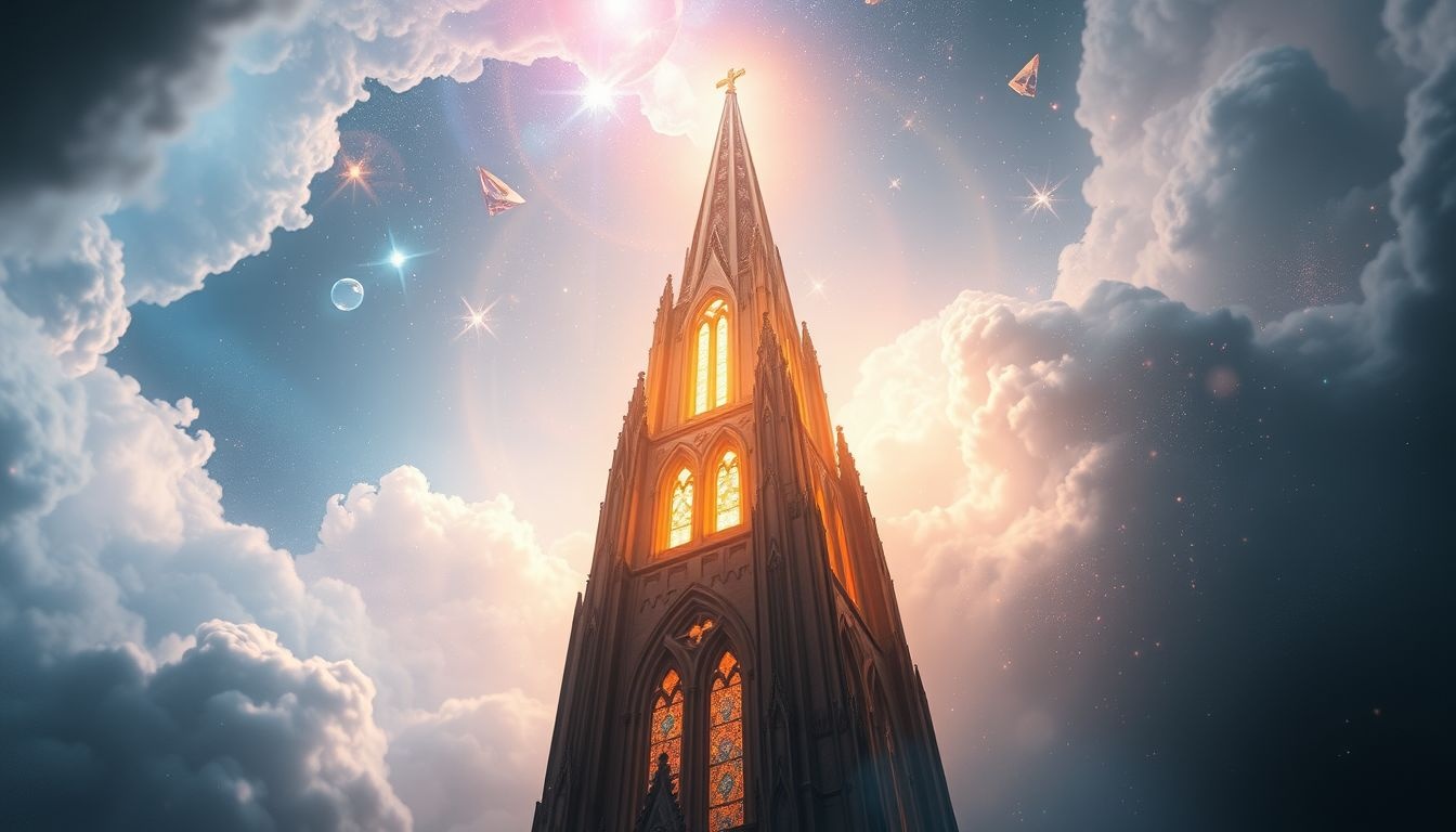 Le clocher gothique symbolise l'élévation vers la lumière divine.