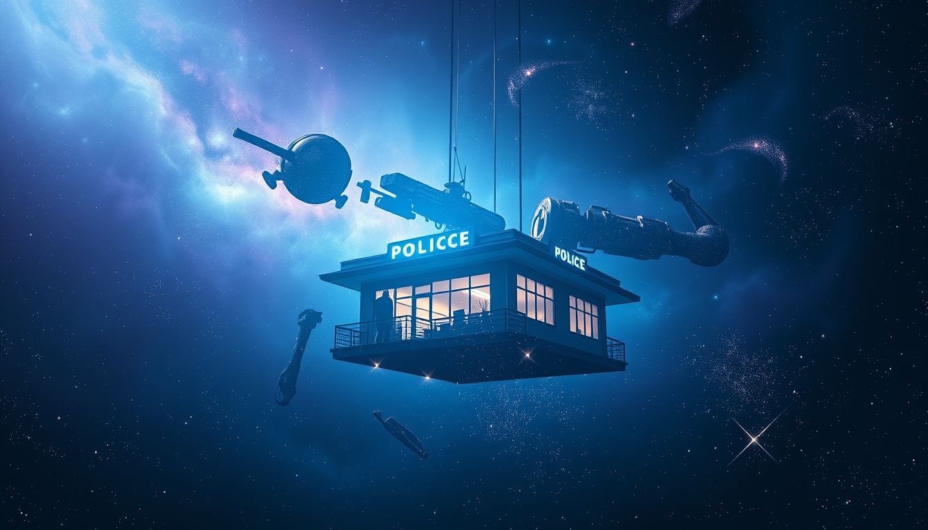 Un commissariat insolite symbolise une autorité remise en question.