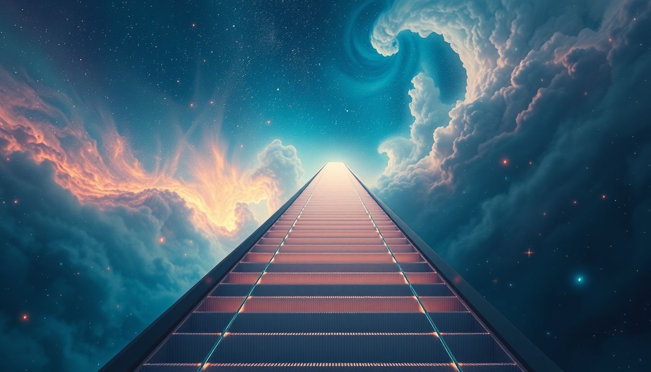 Rêver d’un escalator montant symbolise souvent une ascension sociale réussie.