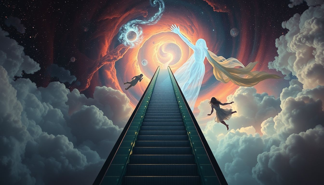 Un escalator changeant évoque un besoin urgent de s'adapter rapidement.