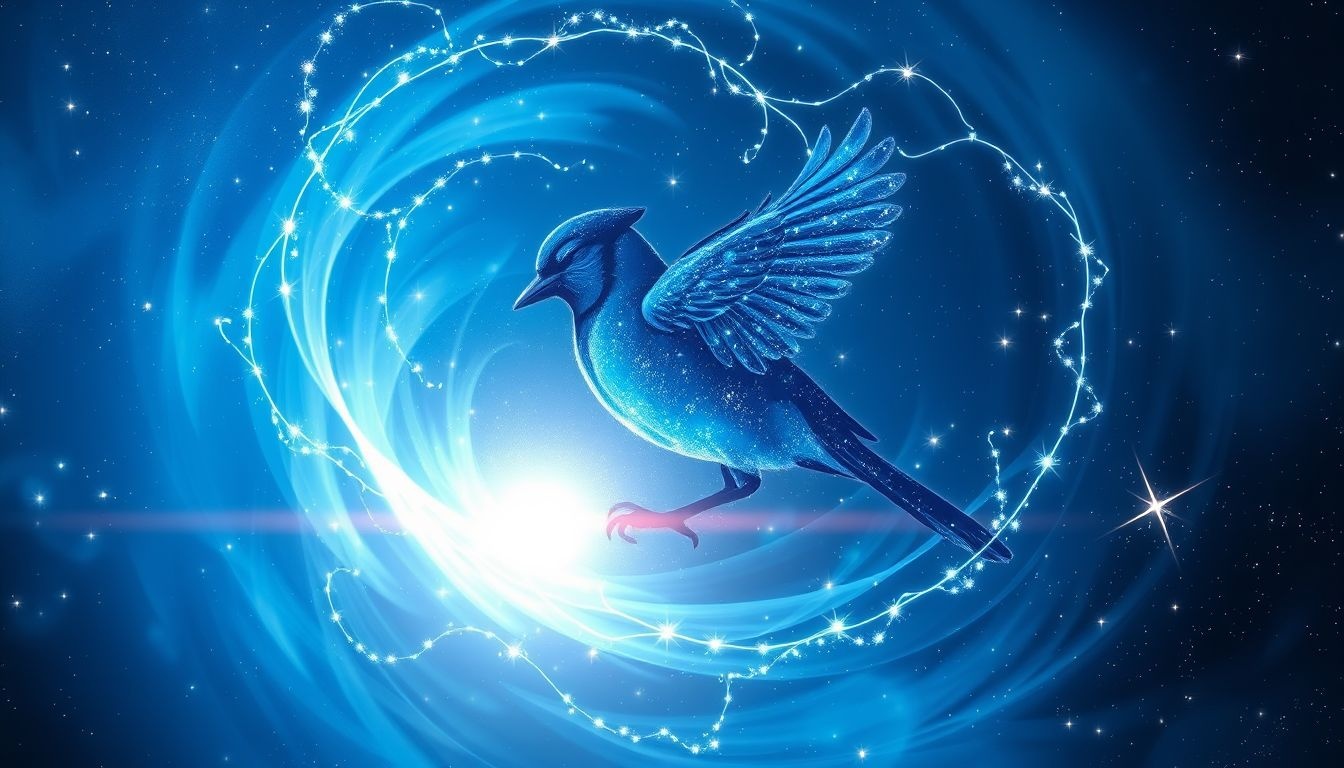 Le geai bleu symbolise l’expressivité authentique du chakra gorge.
