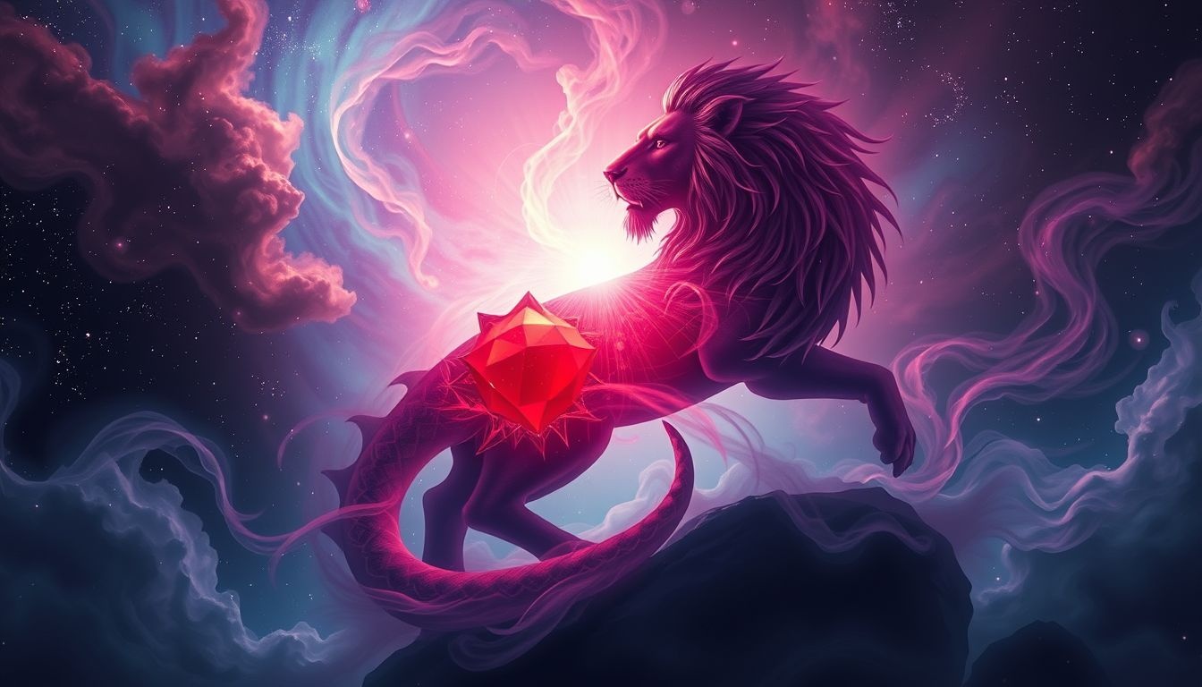 Rêver d'un rubis avec un serpent symbolise transformation et sagesse.