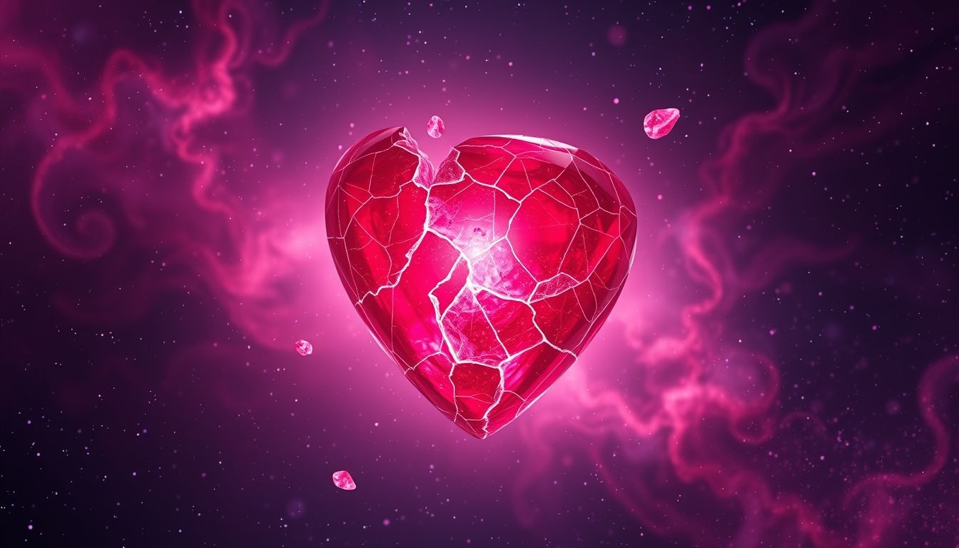 Un rubis fissuré symbolise souvent une passion blessée et fragile.