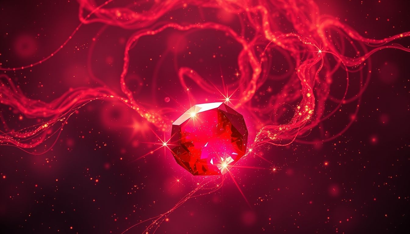 Le rubis rouge vif en rêve symbolise une passion ardente et courage.