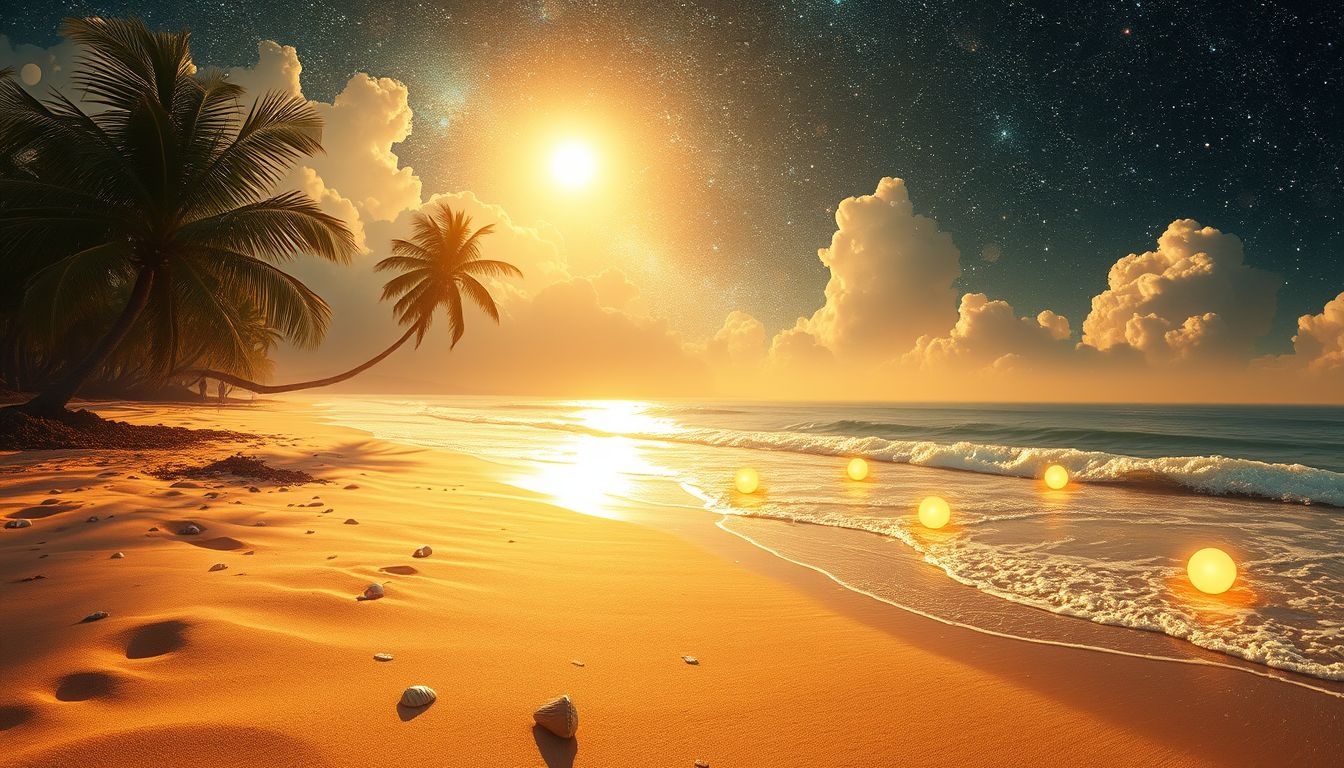 Rêver d’une plage ensoleillée symbolise souvent évasion et sérénité.