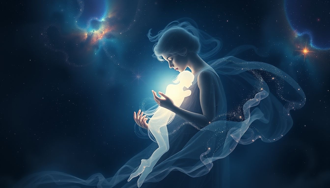 Bercer un défunt en rêve symbolise un apaisement intérieur profond.