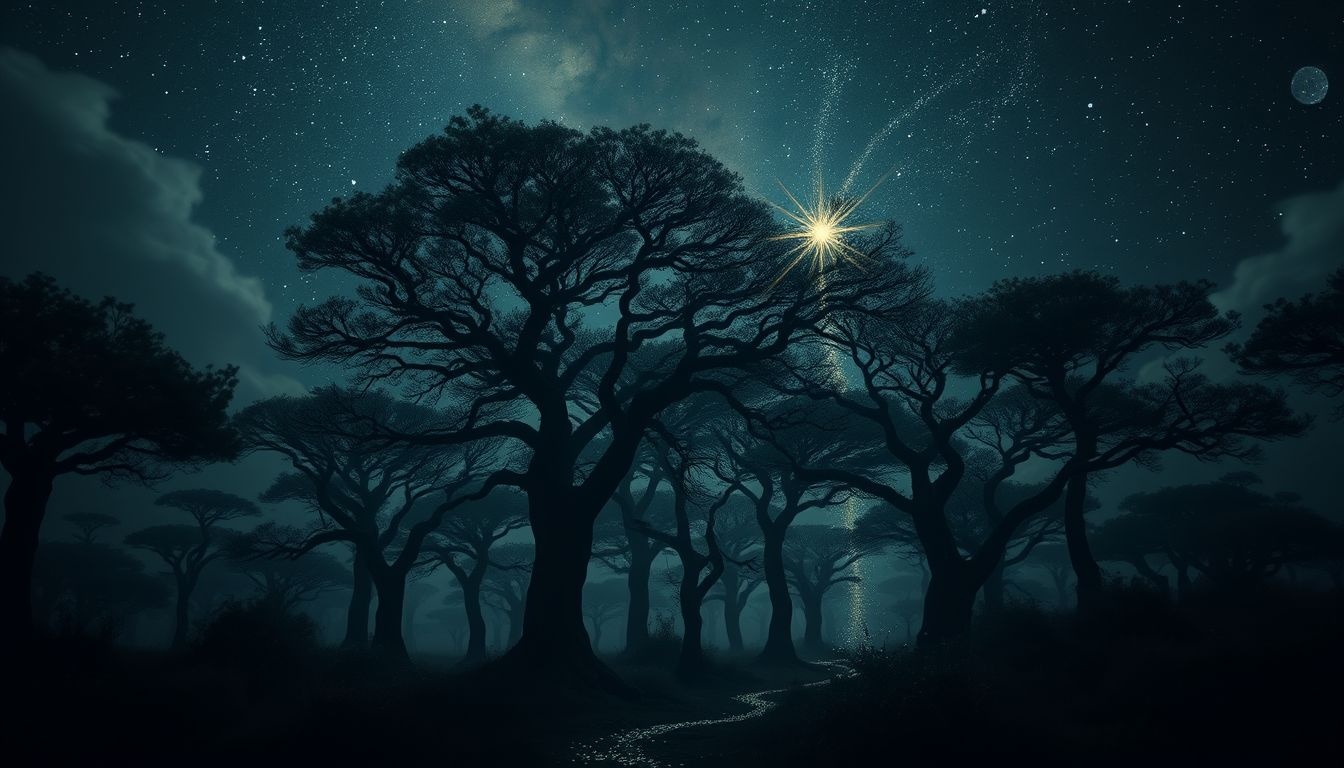 Rêver de forêt d'ébène symbolise l'exploration des mystères intérieurs.