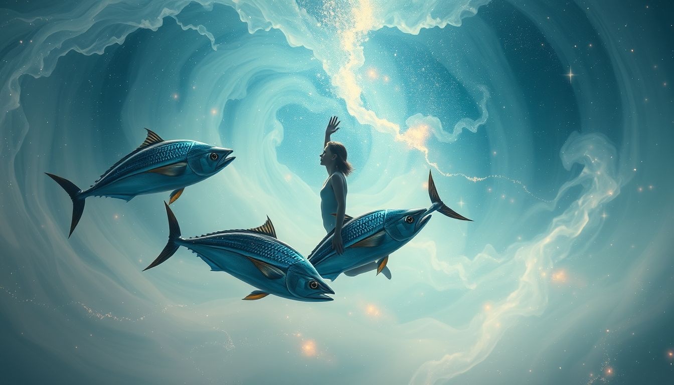 Nager avec des thons symbolise l'harmonie intérieure retrouvée.