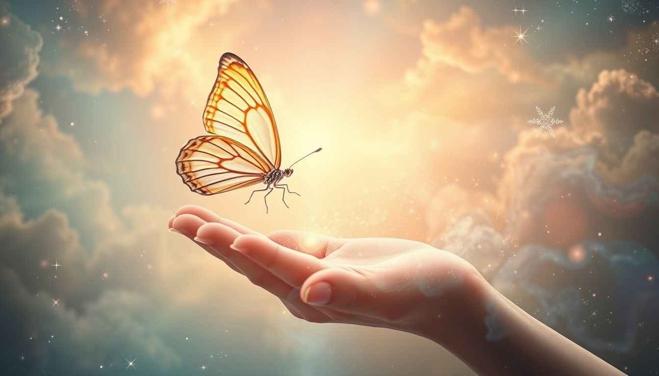 Le papillon symbolise l'acceptation douce des transformations inévitables.