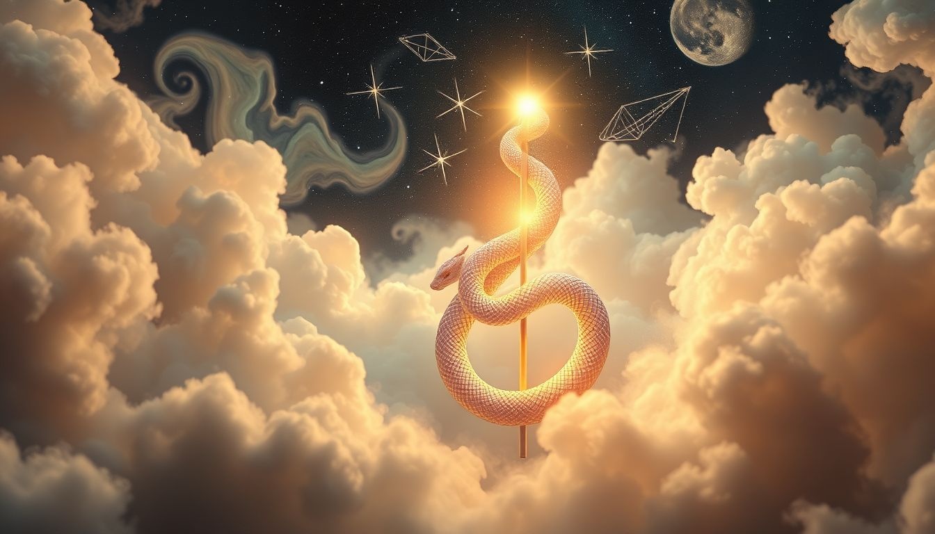 Le bâton d'Asclépios symbolise la guérison et le savoir médical.