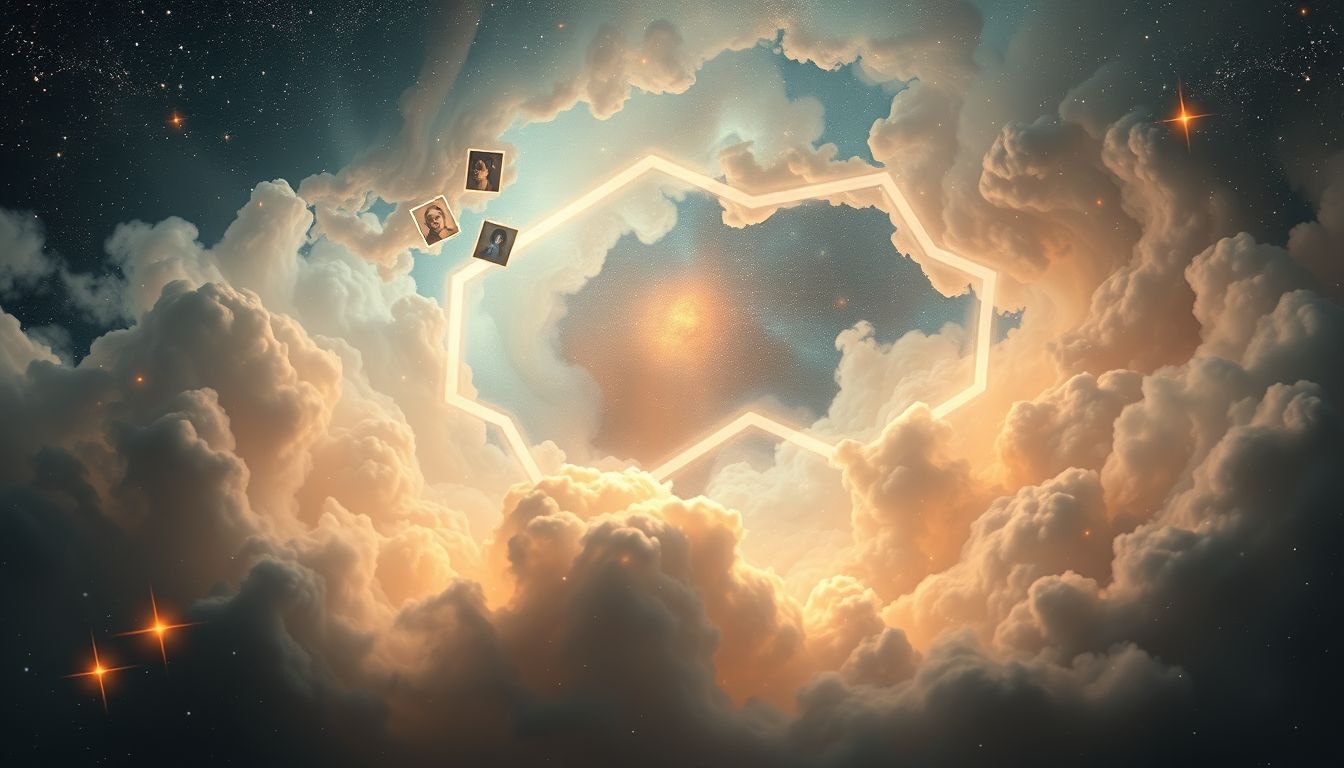 Les amas de photos symbolisent souvent notre mémoire et identité personnelle.