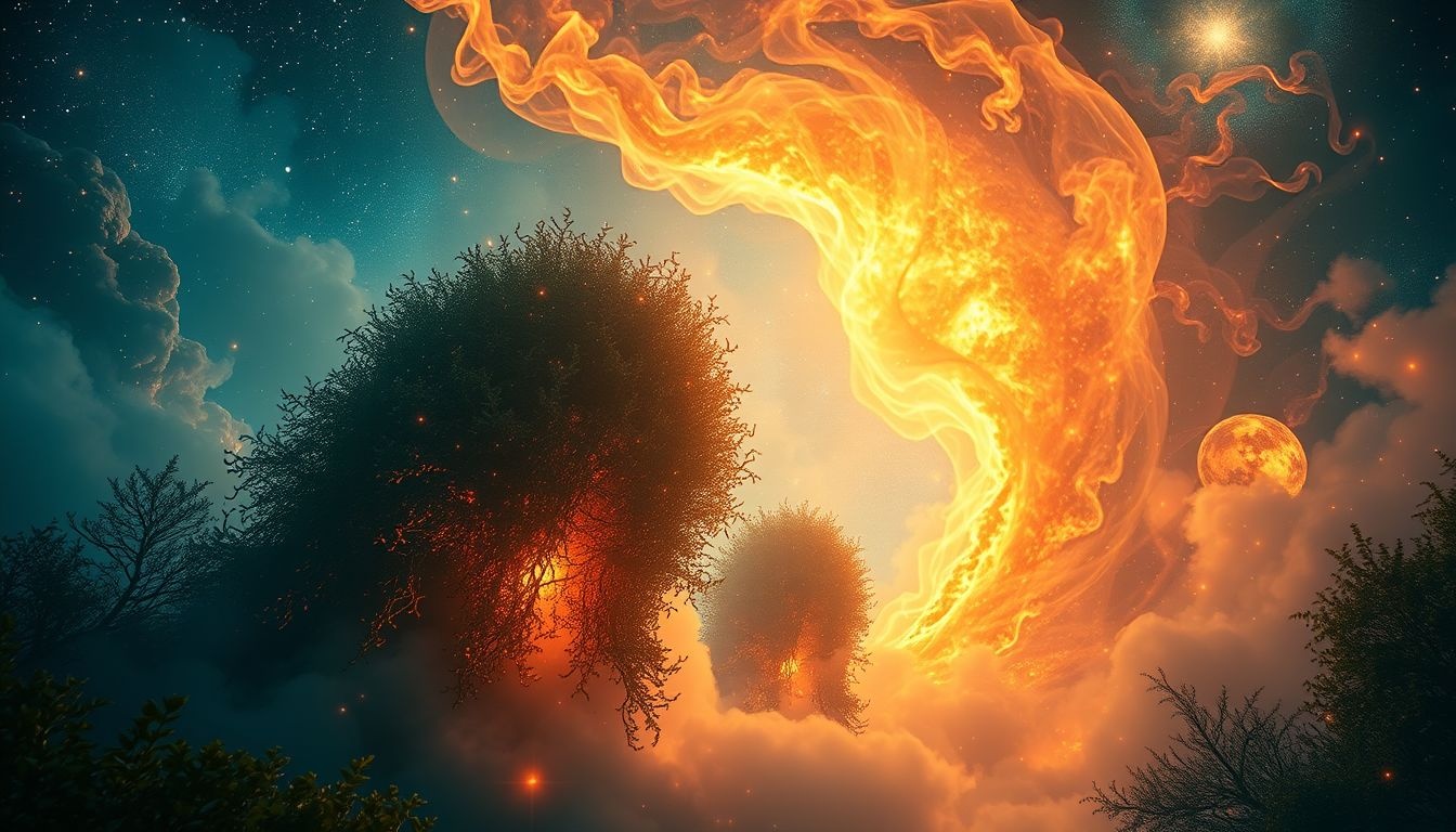 Une haie en feu symbolise souvent la purification et le renouveau.