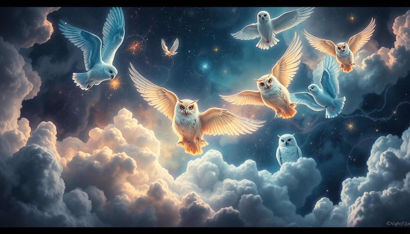 Le hibou symbolise souvent la sagesse et le mystère nocturne.