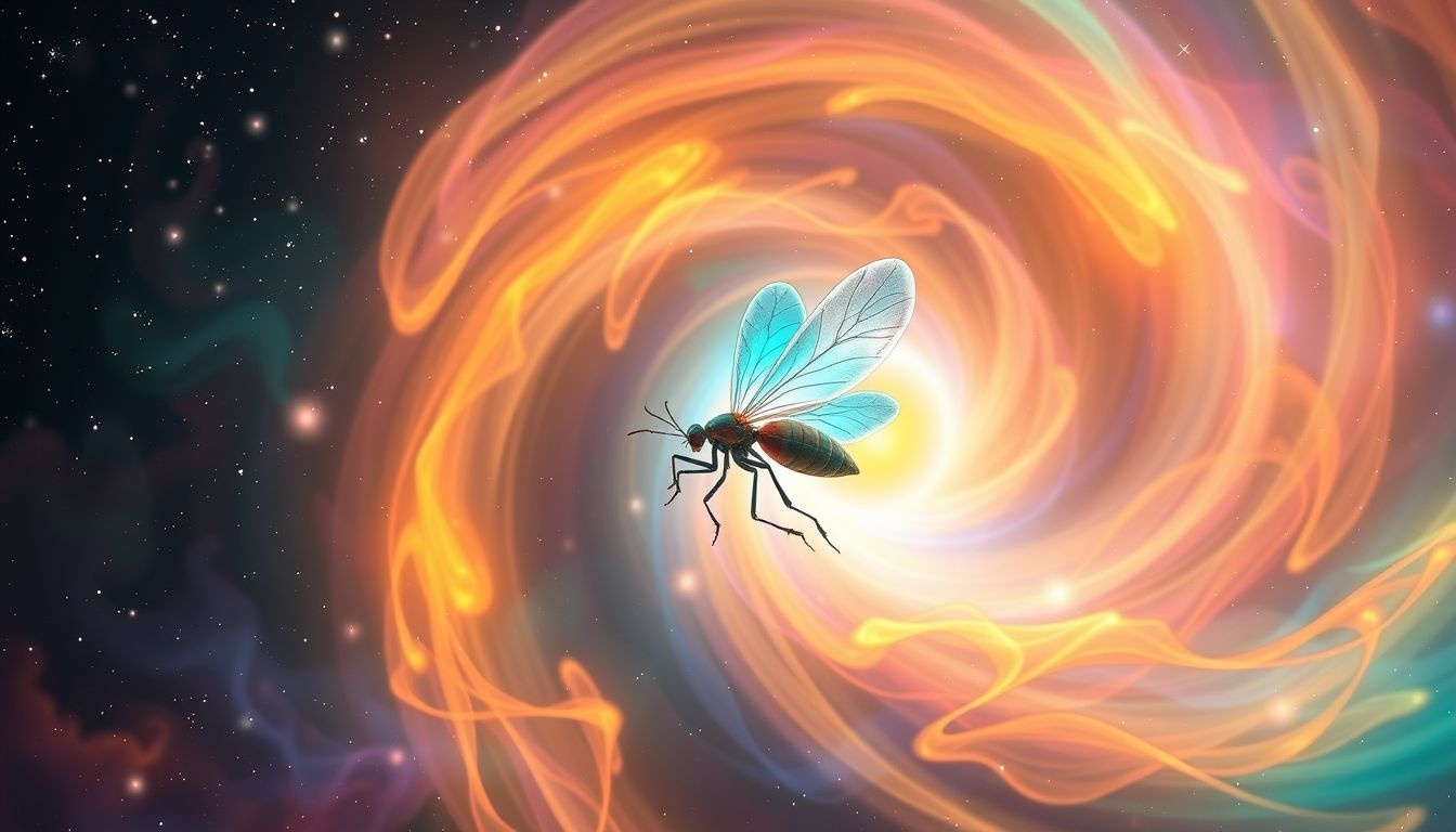 La couleur des insectes symbolise souvent des émotions ou transformations profondes.