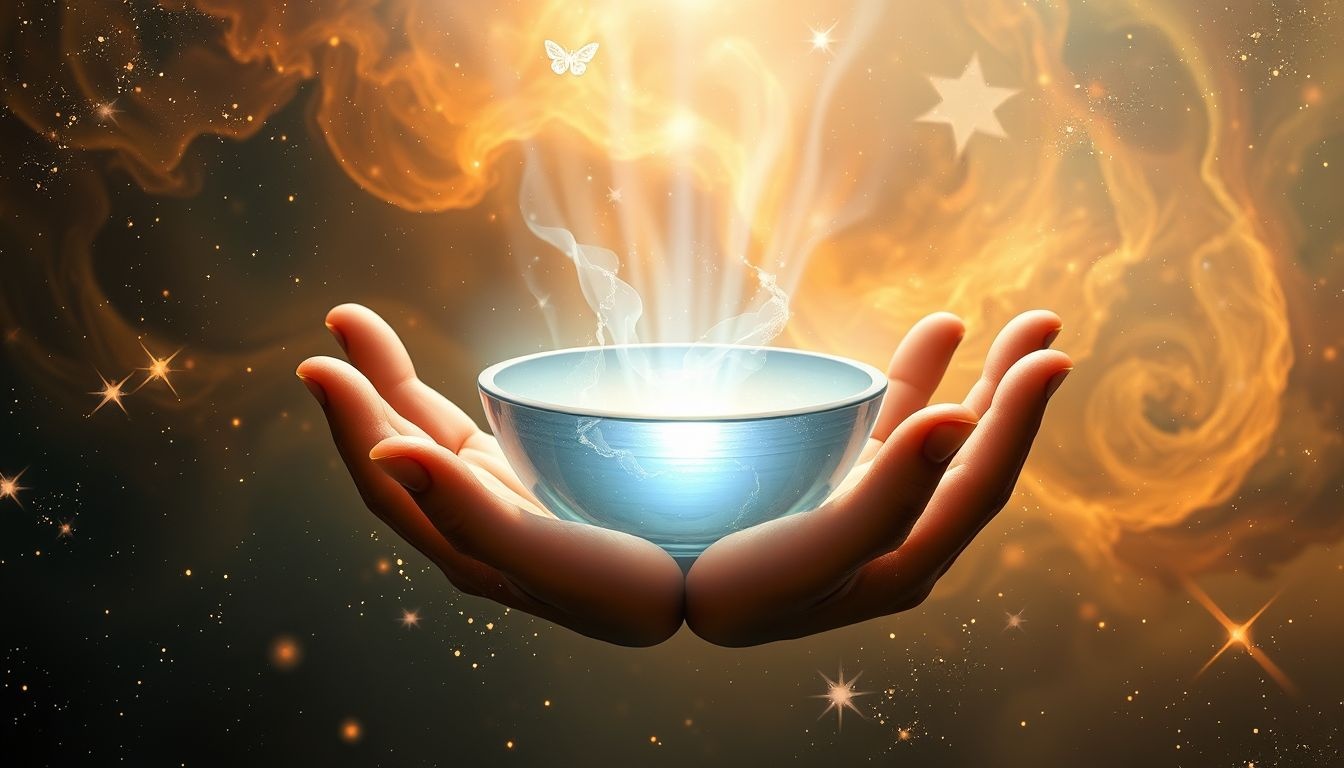 Le bol symbolise l'équilibre intérieur et la guérison émotionnelle.