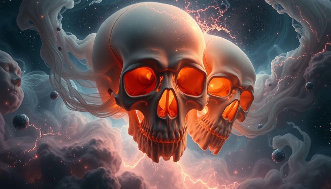 Rêver d’un crâne attaquant reflète peurs profondes et conflits internes.