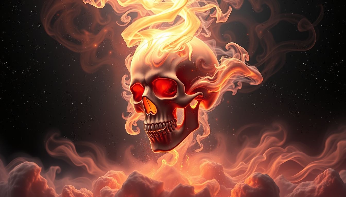 Rêver d’un crâne en feu symbolise souvent une transformation profonde.