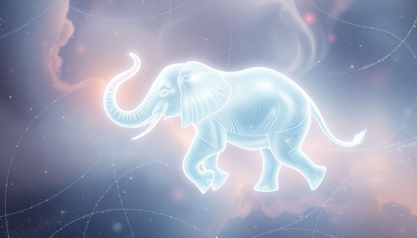 Rêver d’un éléphant blanc symbolise pureté et chance sacrée.
