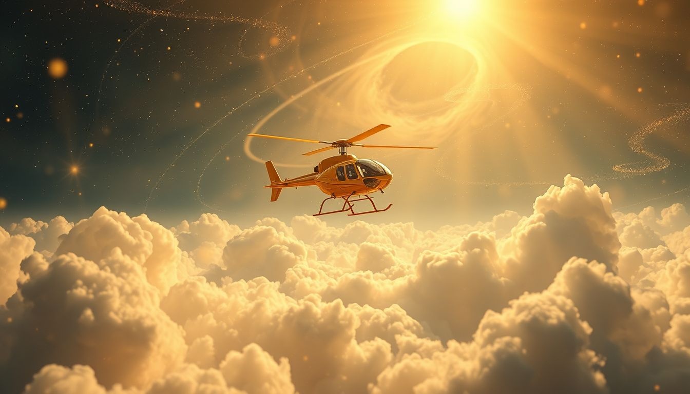 Rêver d'un hélicoptère jaune symbolise optimisme et bonheur éclatant.