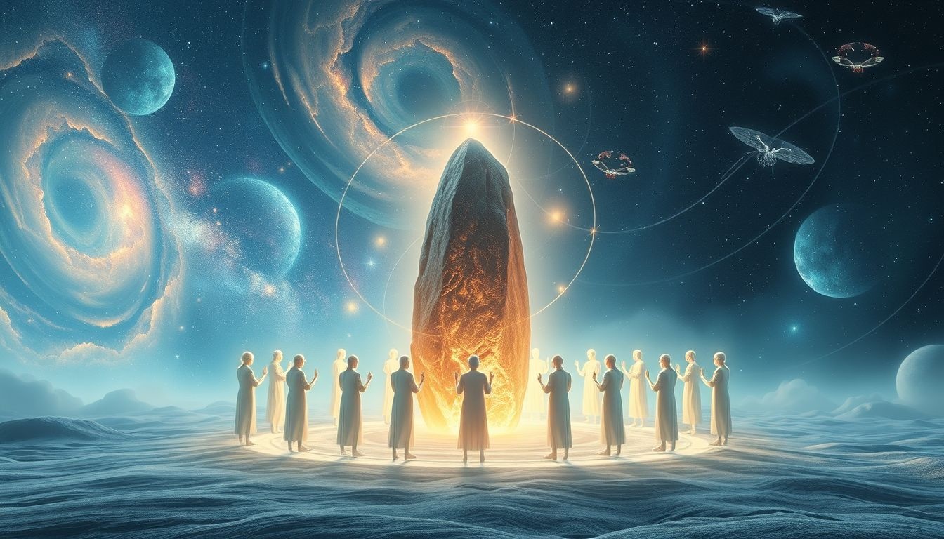 Rêver d'un menhir et de personnes âgées symbolise sagesse ancestrale partagée.