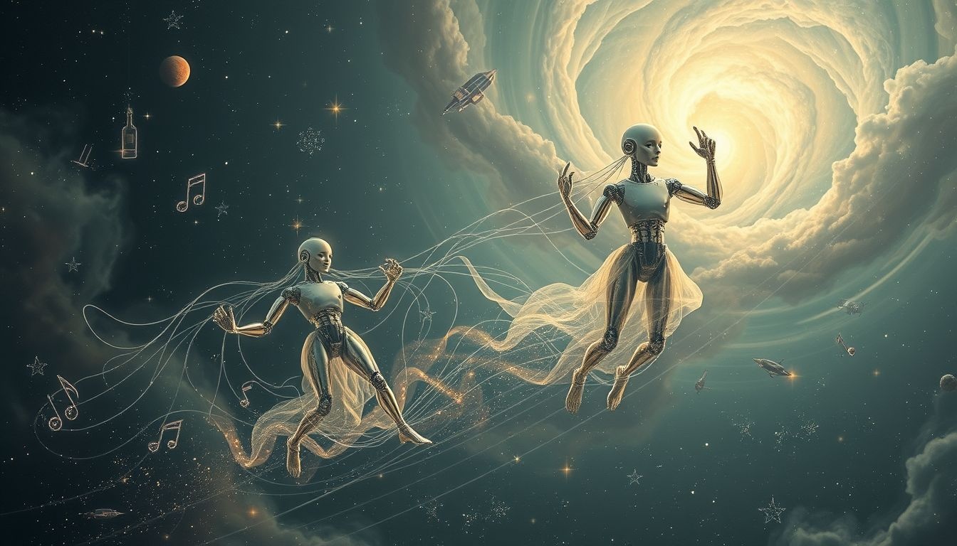 Rêver d’orchestre robotique symbolise contrôle technologique et perte d’humanité.