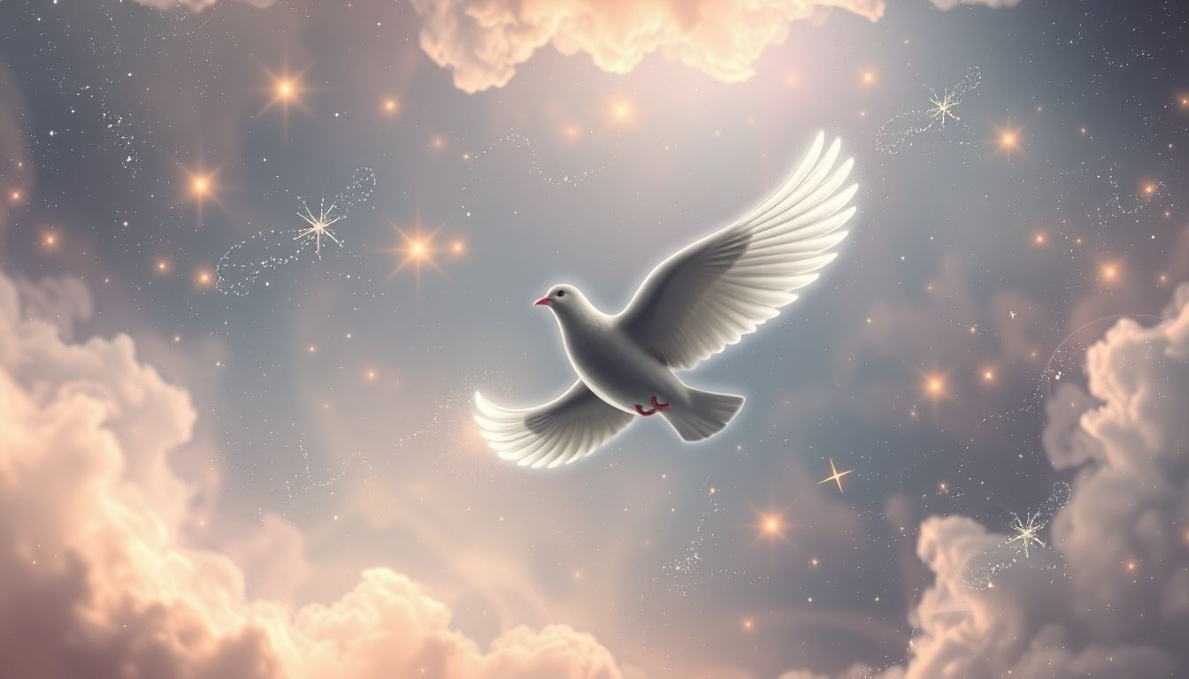 La colombe grise symbolise souvent la paix et l'équilibre intérieur.