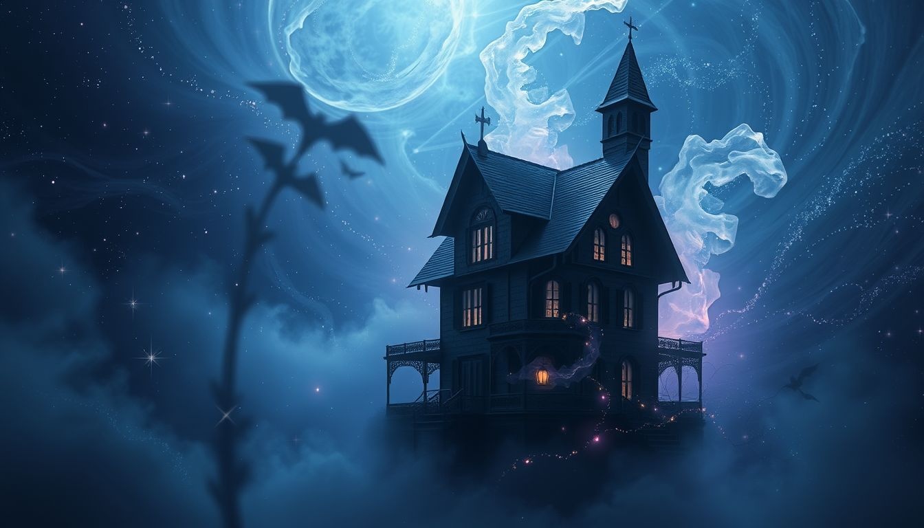 Rêver d’une maison hantée à minuit symbolise peur et mystère.