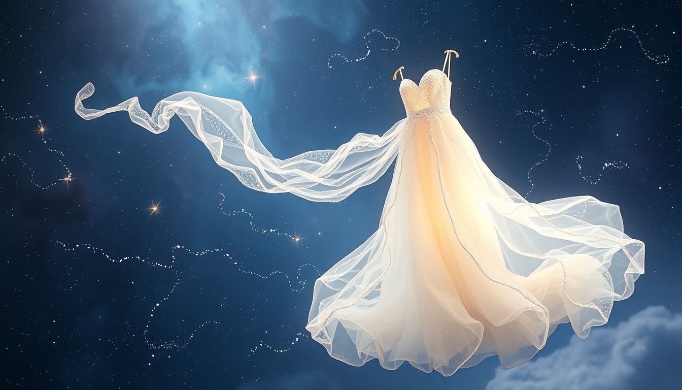Rêver d'une robe de mariée symbolise souvent un nouveau départ pur.