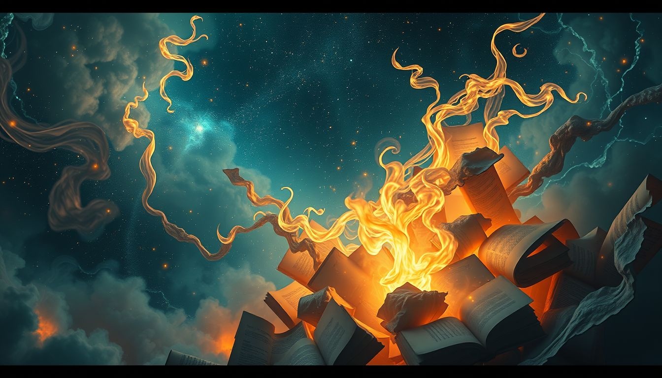 Rêver de brûler un manuel symbolise un désir de renouveau profond.