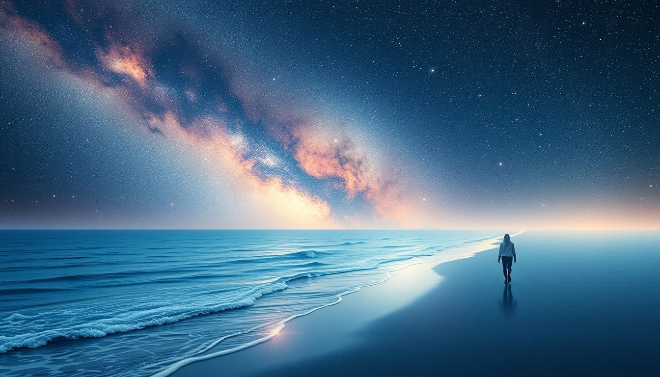 Marcher au rivage symbolise l'équilibre entre émotions et conscience.