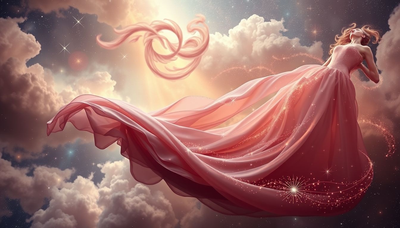 Rêver d’un vêtement de mariage mauve symbolise transformation spirituelle profonde.