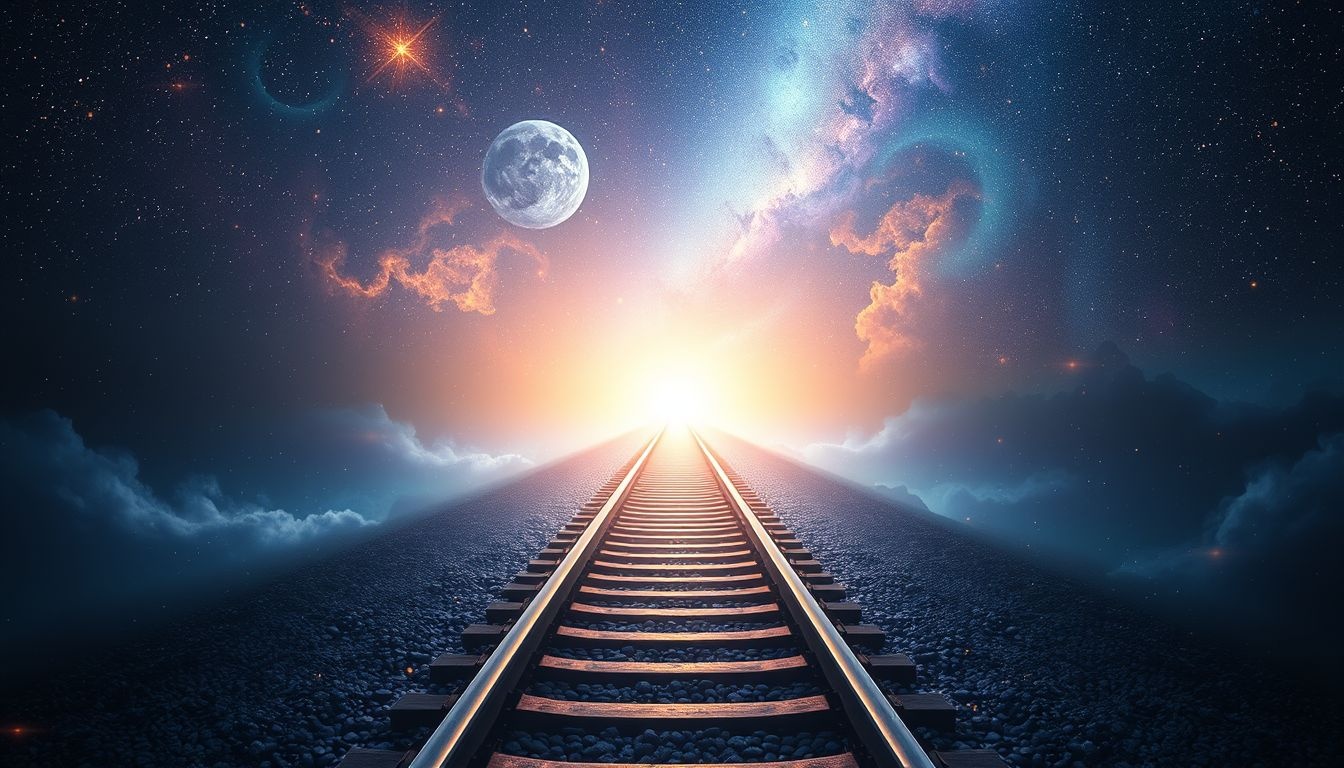 Une voie ferrée droite symbolise un parcours clair vers le succès.