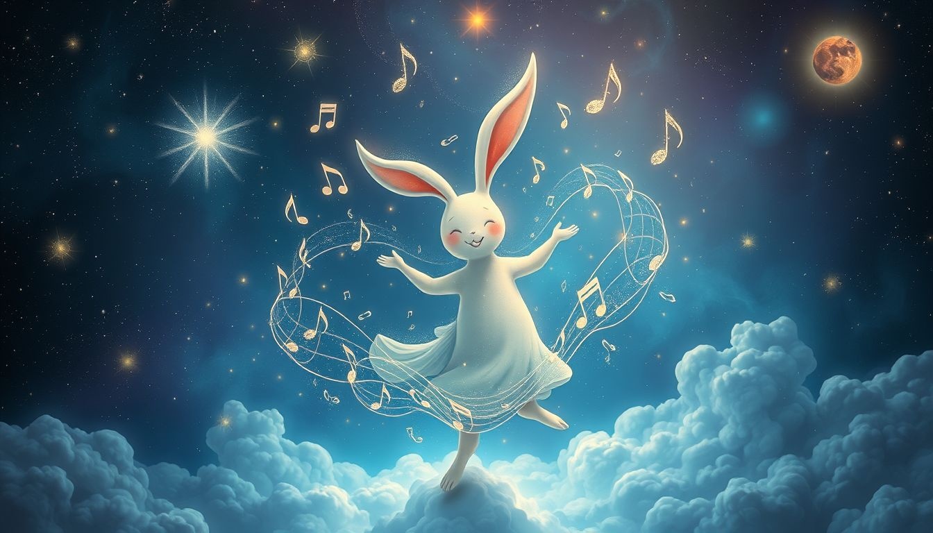 Bugs Bunny chantant symbolise joie et expression de soi libre.